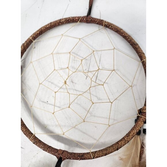 Dream Catcher Handmade Feather Wall Hanging Native Decor Display Brown Metallic - Picture 4 of 8